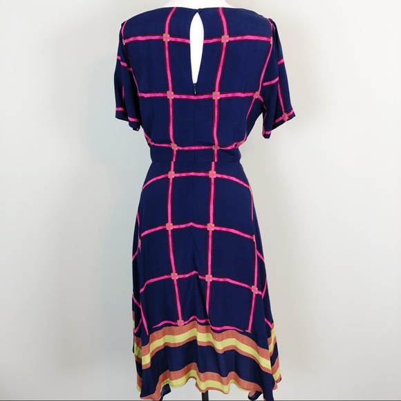 Anthro HD in Paris Grid Print Fit and Flare Midi - Picture 4 of 6